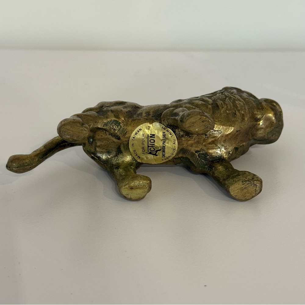Action Vintage Solid Brass Lion Figurine Heavy Small Solid Made Taiwan - Picture 6 of 11